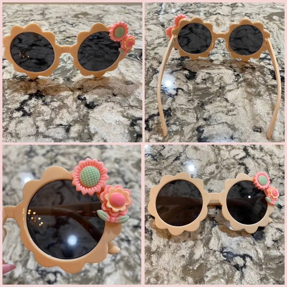 Light peach flower shaped girls sunglasses